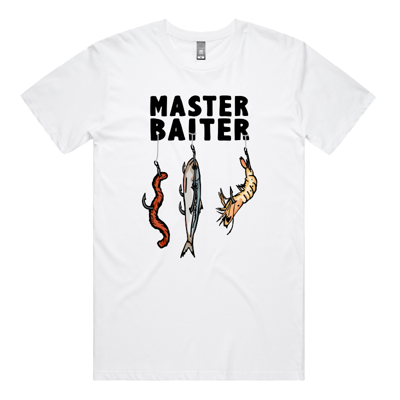 S / White / Large Front Design Master Baiter 🎣 - Men's T Shirt