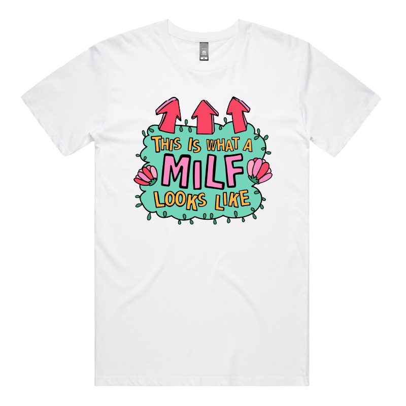 S / White / Large Front Design MILF Looks Like ๐ โ Men's T Shirt
