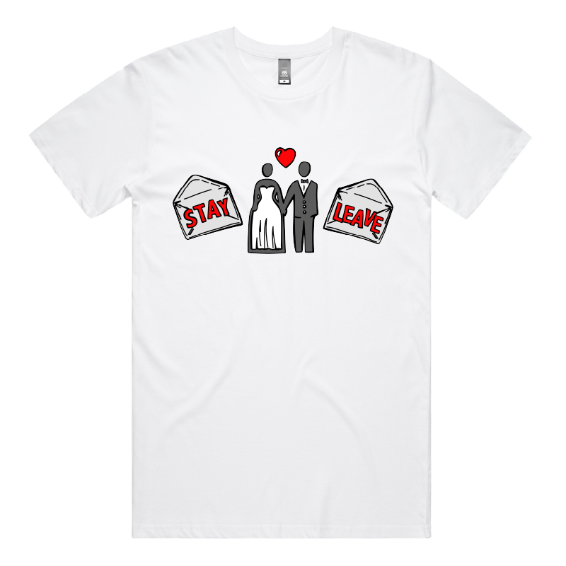 S / White / Large Front Design Stay or Leave? ๐๐ โ Men's T Shirt