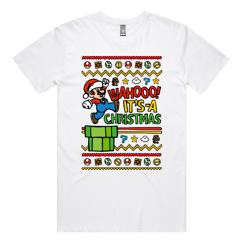 S / White / Large Front Design Super Christmas ๐๐
 - Men's T Shirt