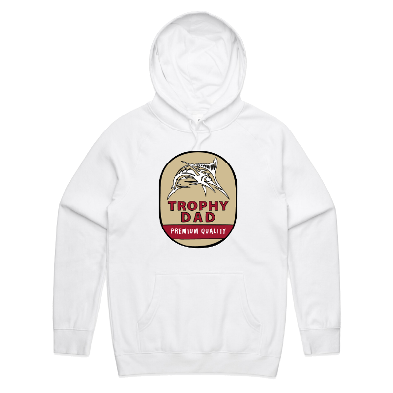 S / White / Large Front Print Trophy Dad Northern ๐บ๐ โ Unisex Hoodie