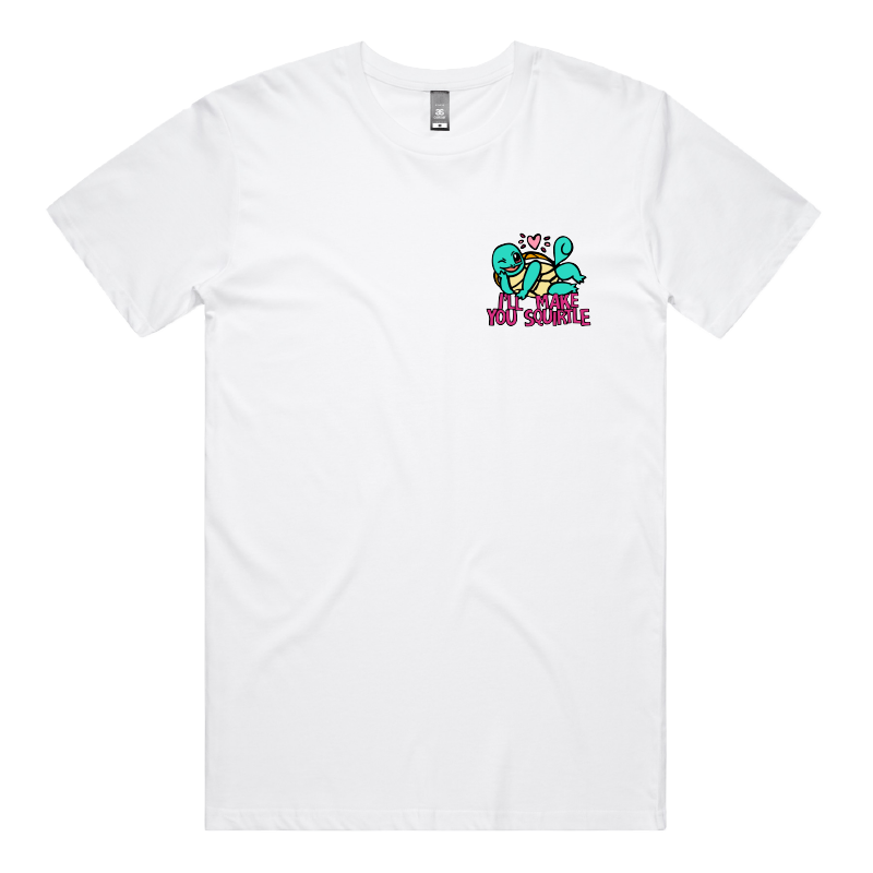 S / White / Small Front Design Squirtle Love โค๏ธ๐ฆ โ Men's T Shirt