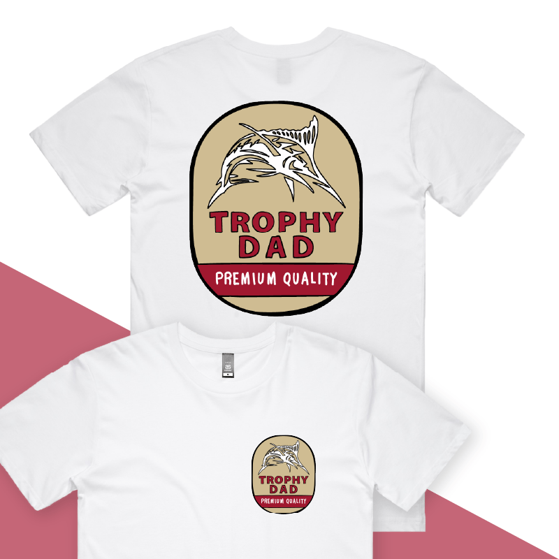S / White / Small Front & Large Back Design Trophy Dad Northern ๐บ๐ โ Men's T Shirt