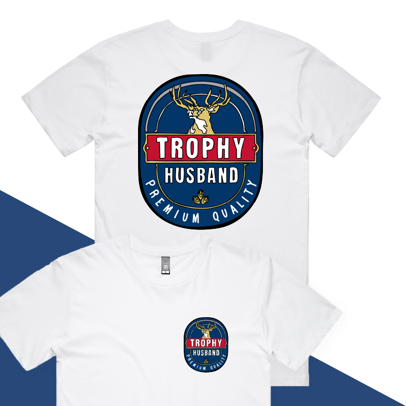 S / White / Small Front & Large Back Design Trophy Husband 2heys ๐บ๐ โ Men's T Shirt