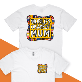 S / White / Small Front & Large Back Design World's Okayest Mum 🌍🏆 – Men's T Shirt