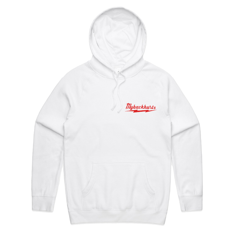S / White / Small Front Print My Back Hurts 🧰 – Unisex Hoodie