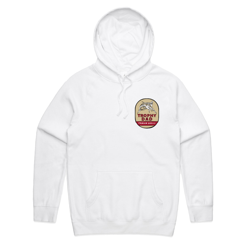 S / White / Small Front Print Trophy Dad Northern ๐บ๐ โ Unisex Hoodie