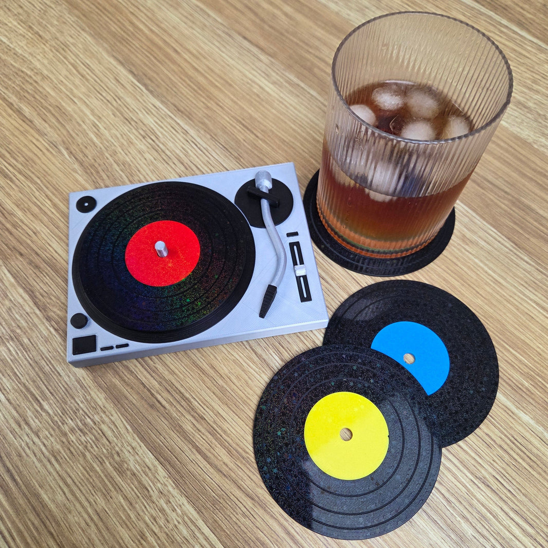 Vinyl & Record Player - 3D Coaster Set 🎶🍻