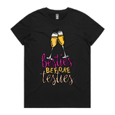 XS / Black / Large Front Design Besties Before Testies ๐ญ๐ฅฐ โ Women's T Shirt