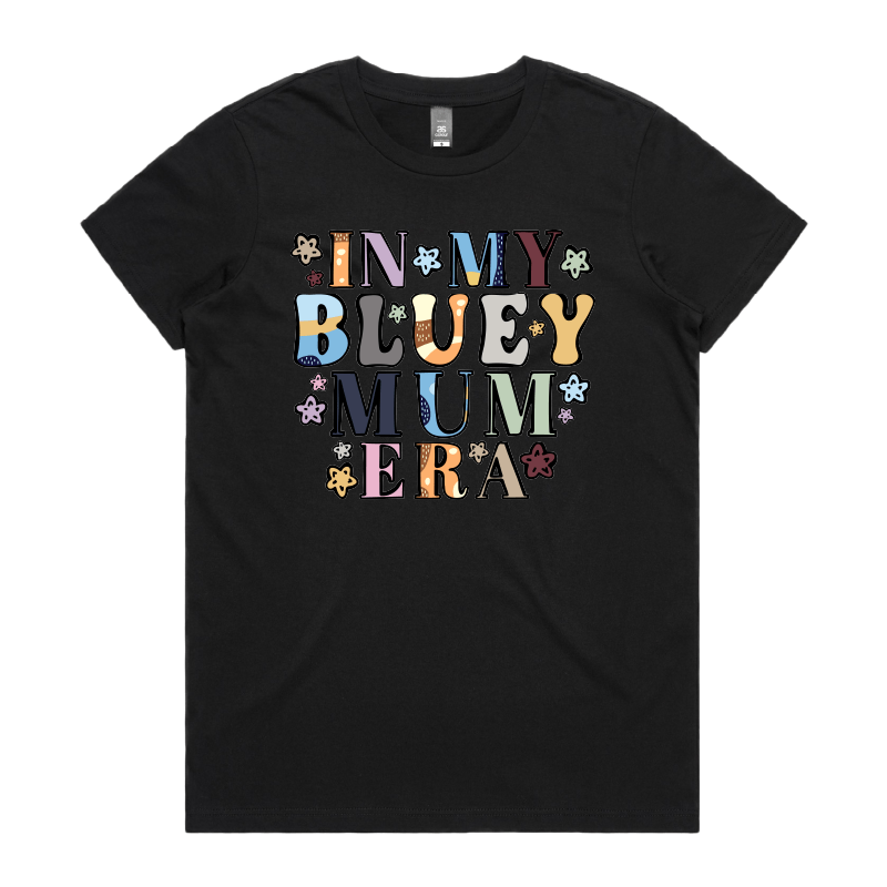 XS / Black / Large Front Design Bluey Mum Era โ Women's T Shirt