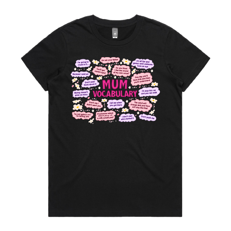 XS / Black / Large Front Design Mum's Vocab 👩💬 – Women's T Shirt