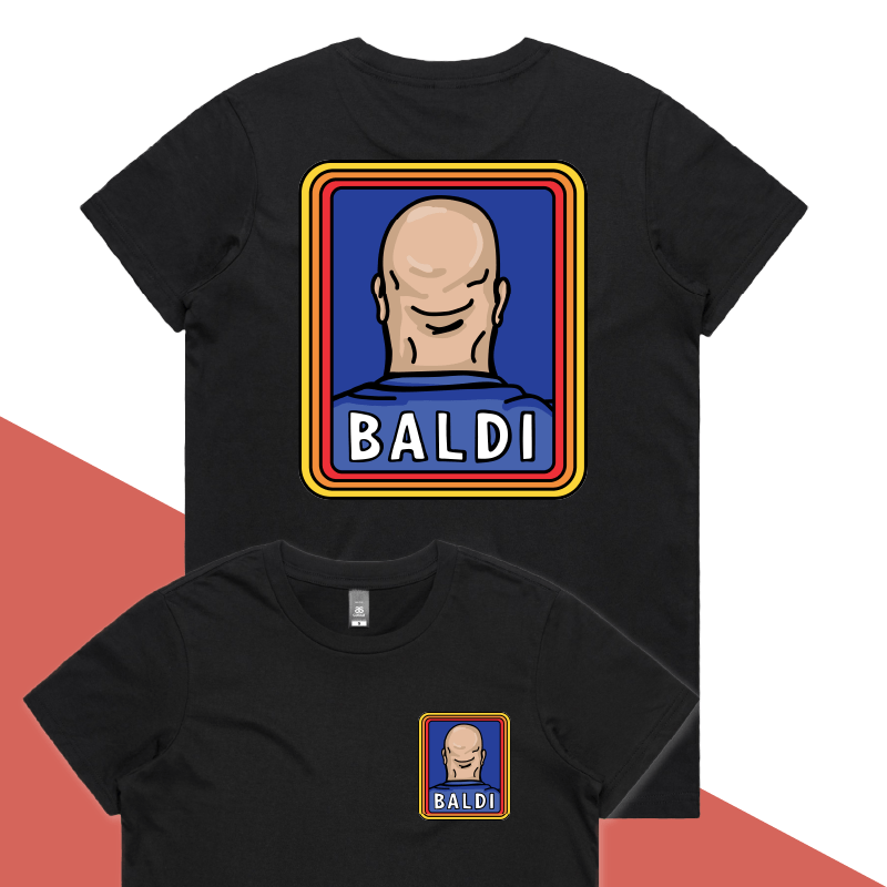 XS / Black / Small Front & Large Back Design Baldi ๐จ๐ปโ๐ฆฒโ๏ธ โ Women's T Shirt