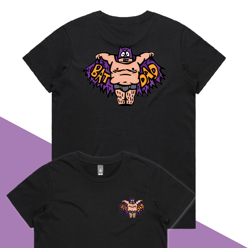 XS / Black / Small Front & Large Back Design Bat Dad 🦹🏻♂️⚾️ - Women's T Shirt