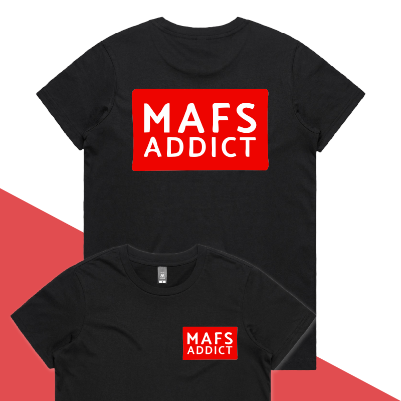 XS / Black / Small Front & Large Back Design MAFS Addict 💍🕊️ – Women's T Shirt
