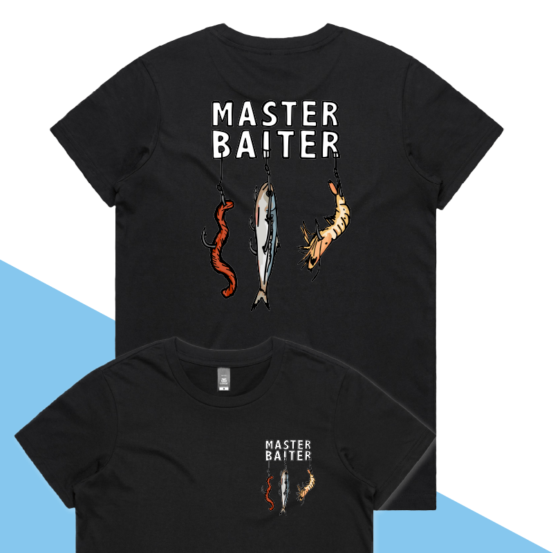 XS / Black / Small Front & Large Back Design Master Baiter 🎣 - Women's T Shirt