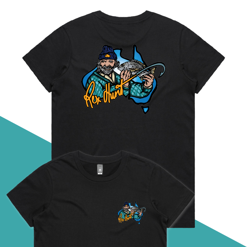 XS / Black / Small Front & Large Back Design Rex Hunt Fishing ๐ฃ๐ฅ๏ธ - Women's T Shirt