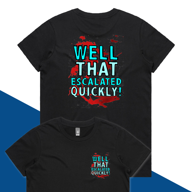 XS / Black / Small Front & Large Back Design That Escalated Quickly ๐คฌ๐ฌ โ Women's T Shirt
