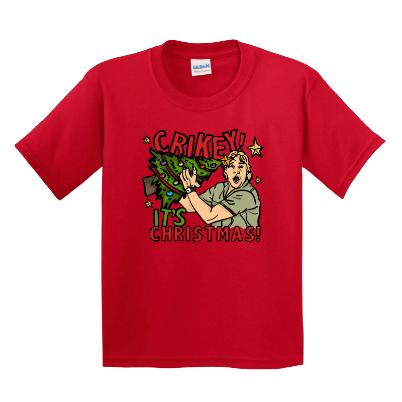 XS / Red / Large Front Design Crikey Itโs Christmas ๐๐- Youth T Shirt