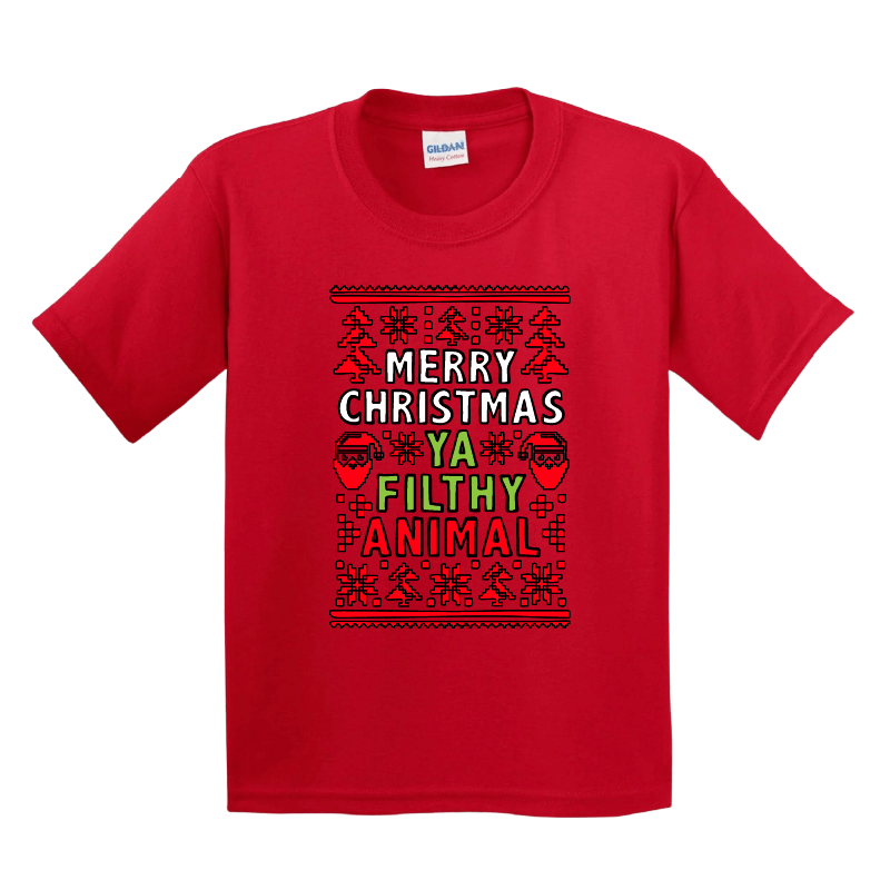 XS / Red / Large Front Design Filthy Animal Christmas ๐
- Youth T Shirt