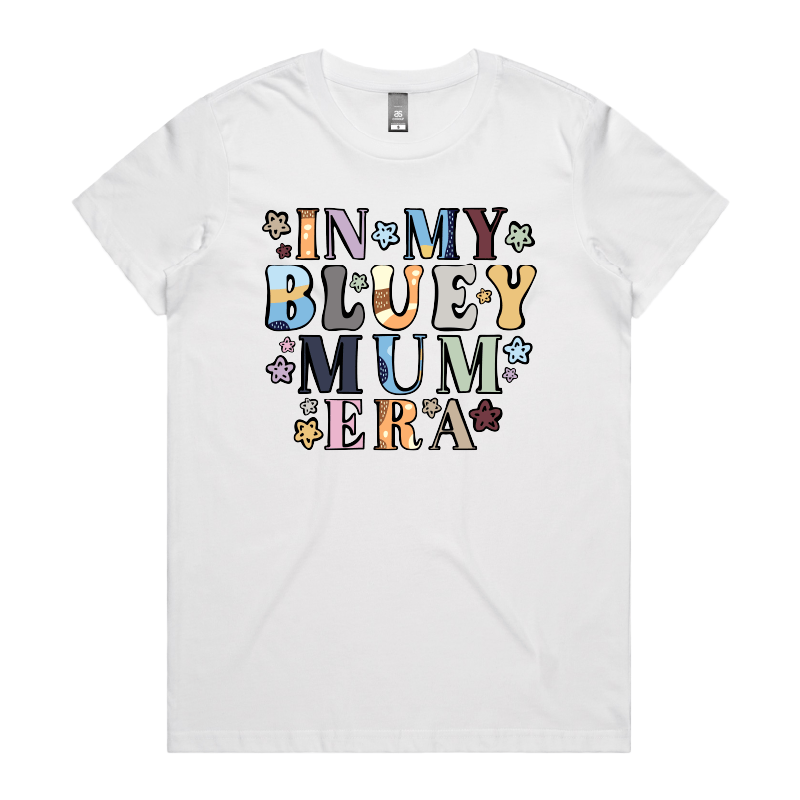 XS / White / Large Front Design Bluey Mum Era โ Women's T Shirt