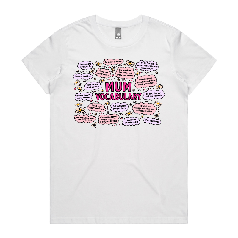 XS / White / Large Front Design Mum's Vocab 👩💬 – Women's T Shirt
