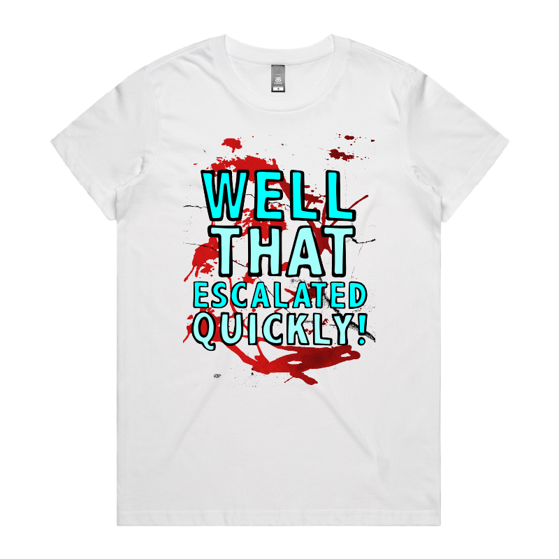 XS / White / Large Front Design That Escalated Quickly ๐คฌ๐ฌ โ Women's T Shirt