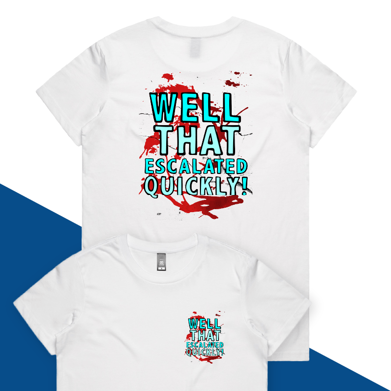 XS / White / Small Front & Large Back Design That Escalated Quickly 🤬😬 – Women's T Shirt