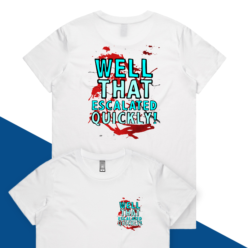 XS / White / Small Front & Large Back Design That Escalated Quickly ๐คฌ๐ฌ โ Women's T Shirt