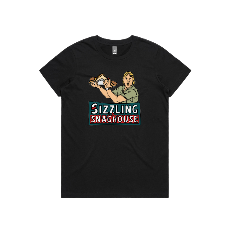 Black / Large Front Design / XS Steve's Snaghouse 🌭 - Women's T Shirt