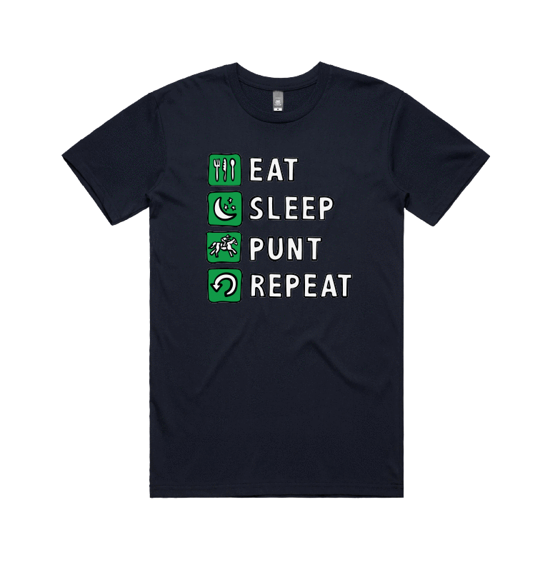 Large Front Design / Navy / S Eat Sleep Punt Repeat 🏇 - Men's T Shirt