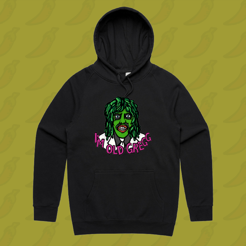 M / Black / Large Front Print Old Gregg ๐งโโ๏ธ๐ถ - Unisex Hoodie
