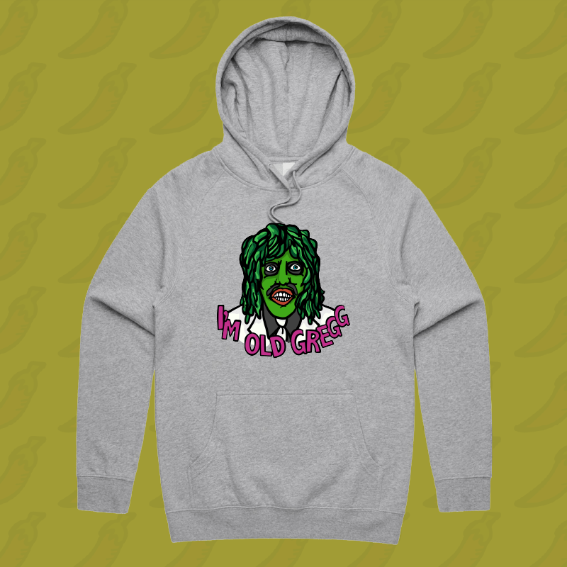 M / Grey / Large Front Print Old Gregg ๐งโโ๏ธ๐ถ - Unisex Hoodie