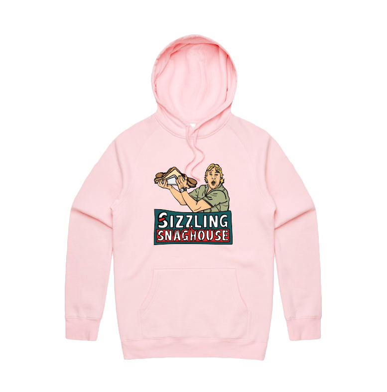 Pink / Large Front Print / S Steve's Snaghouse 🌭 - Unisex Hoodie