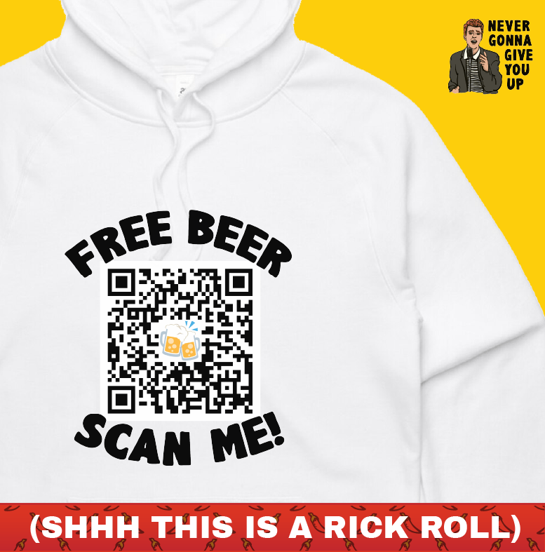 Rick Roll QR Prank ๐ต - Unisex Hoodie