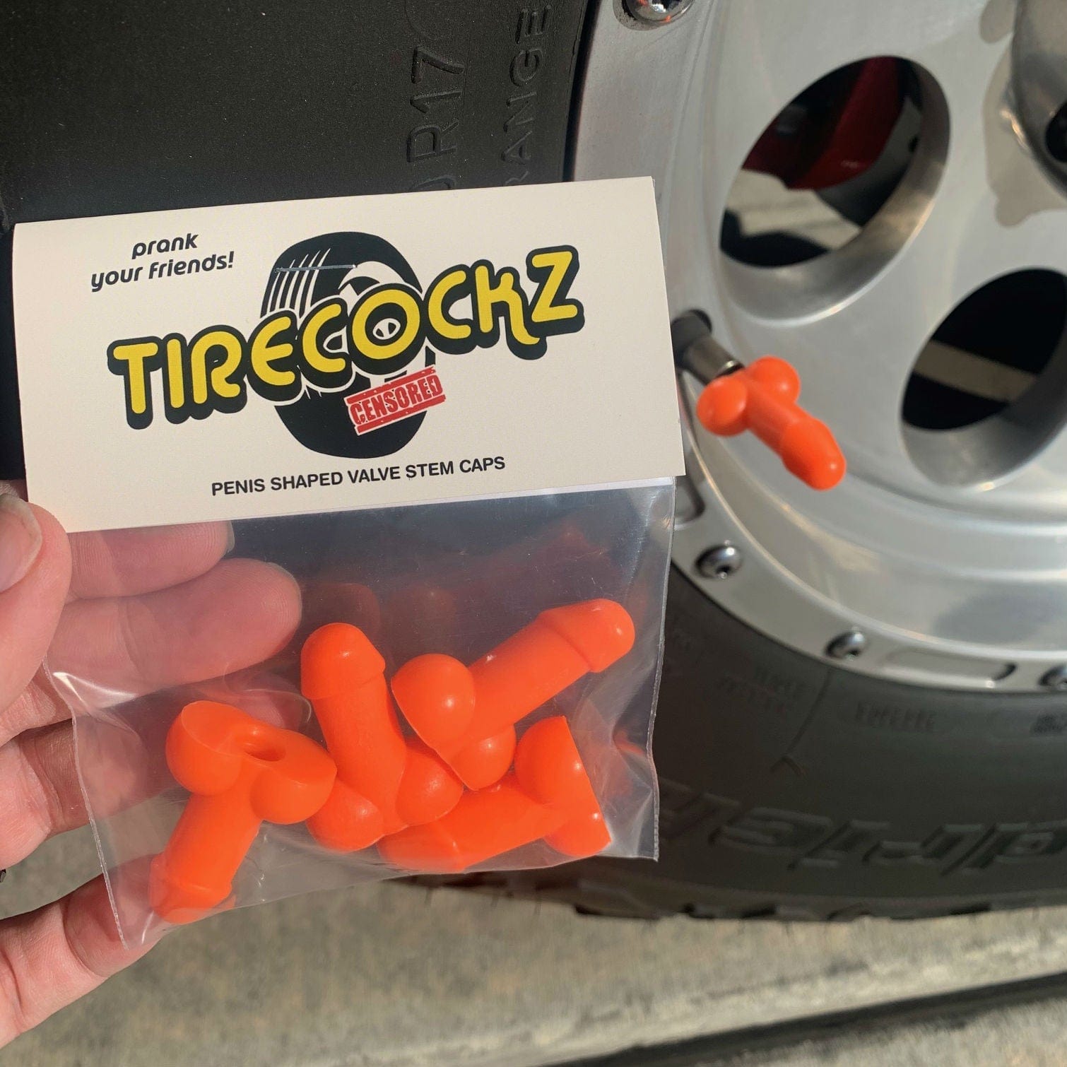 Rooster Shaped Valve Stem Cap 🐓🧢 - TireCockz Prank (4 Pack!)