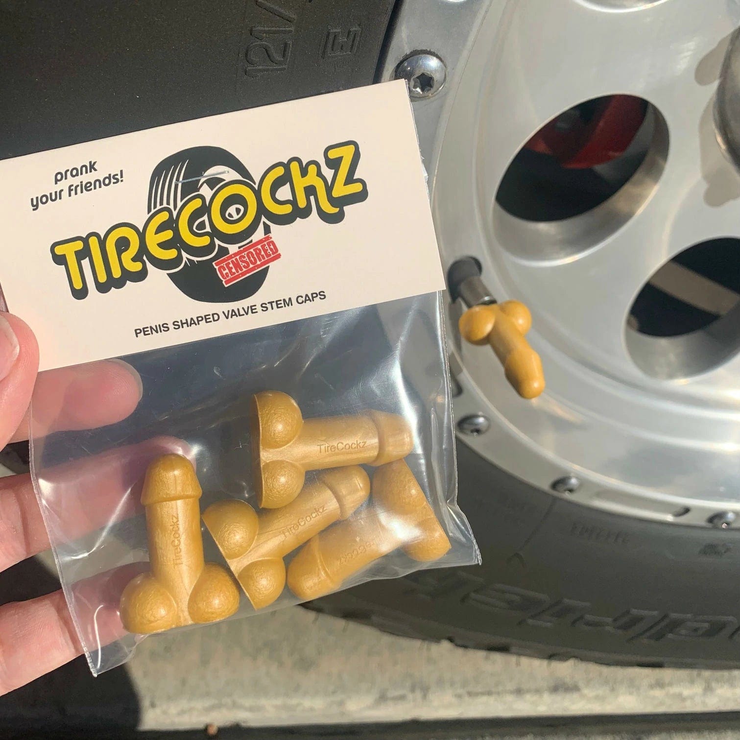Rooster Shaped Valve Stem Cap 🐓🧢 - TireCockz Prank (4 Pack!)