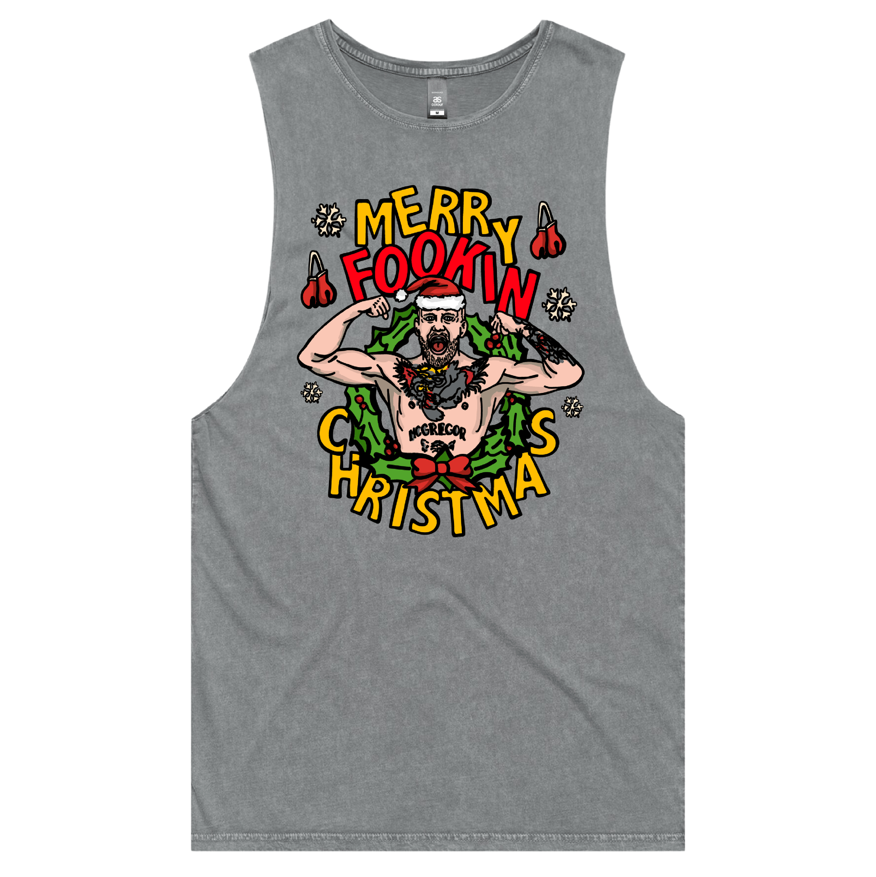 S / Ash / Large Front Design Conor McGregor Christmas ๐ช๐ โ Tank