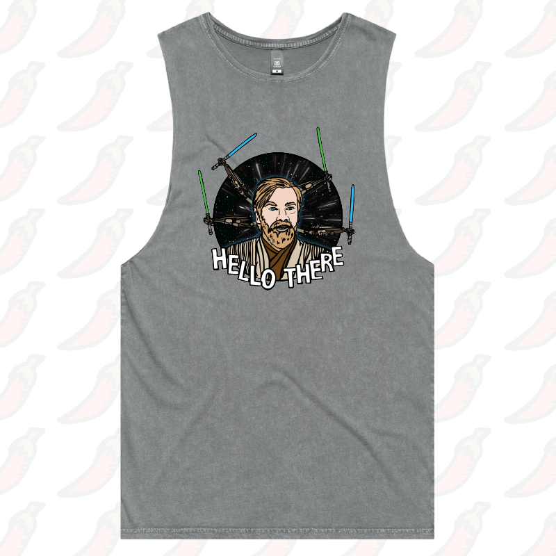 S / Ash / Large Front Design Hello There! ๐ - Tank