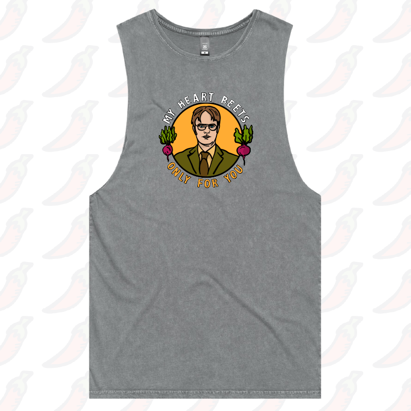 S / Ash / Large Front Design MY HEART BEETS FOR YOU ๐- Tank