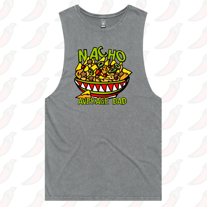 S / Ash / Large Front Design Nacho Average Dad ๐ โ Tank