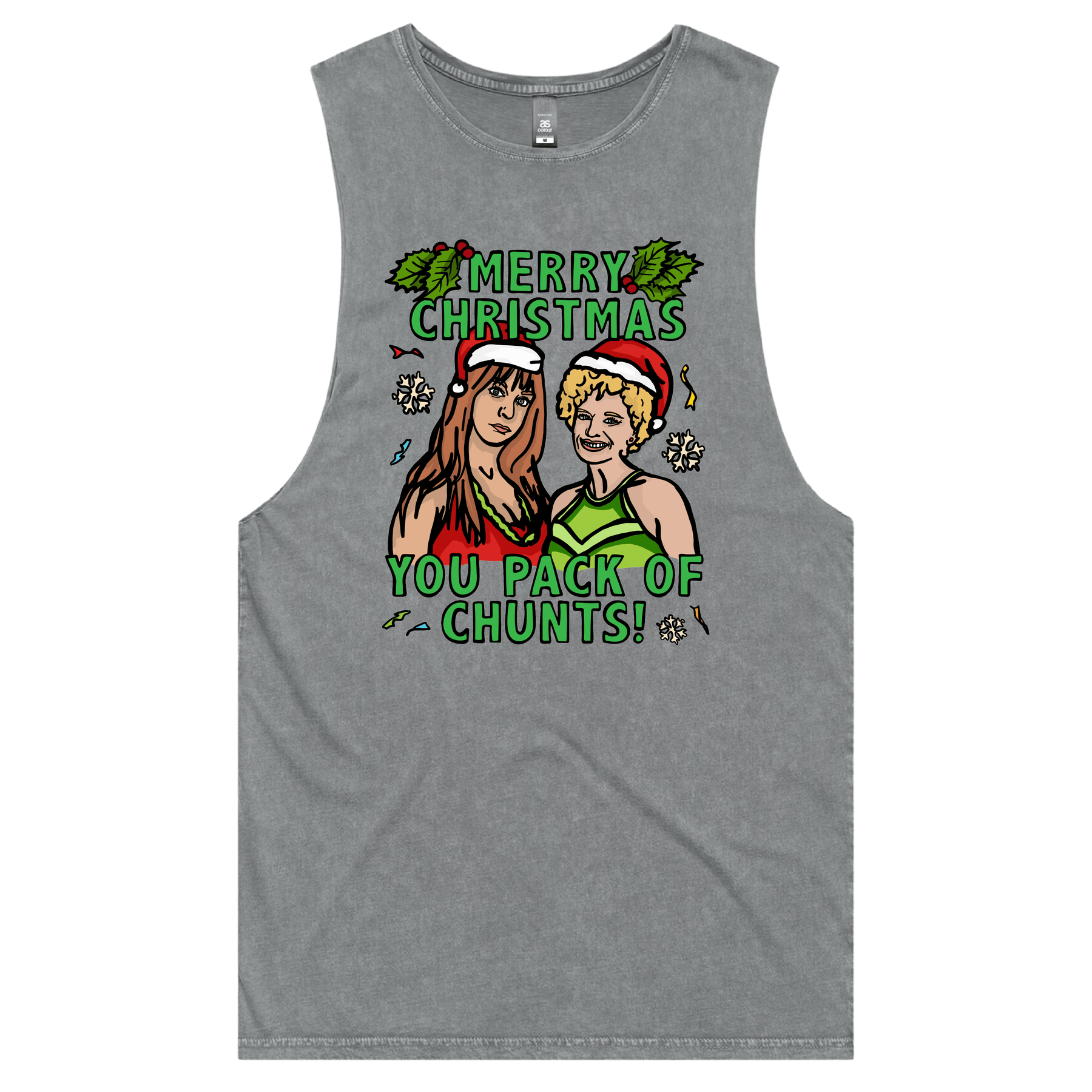 S / Ash / Large Front Design Pack Of Chunts Christmas ๐โโ๏ธ๐ - Tank