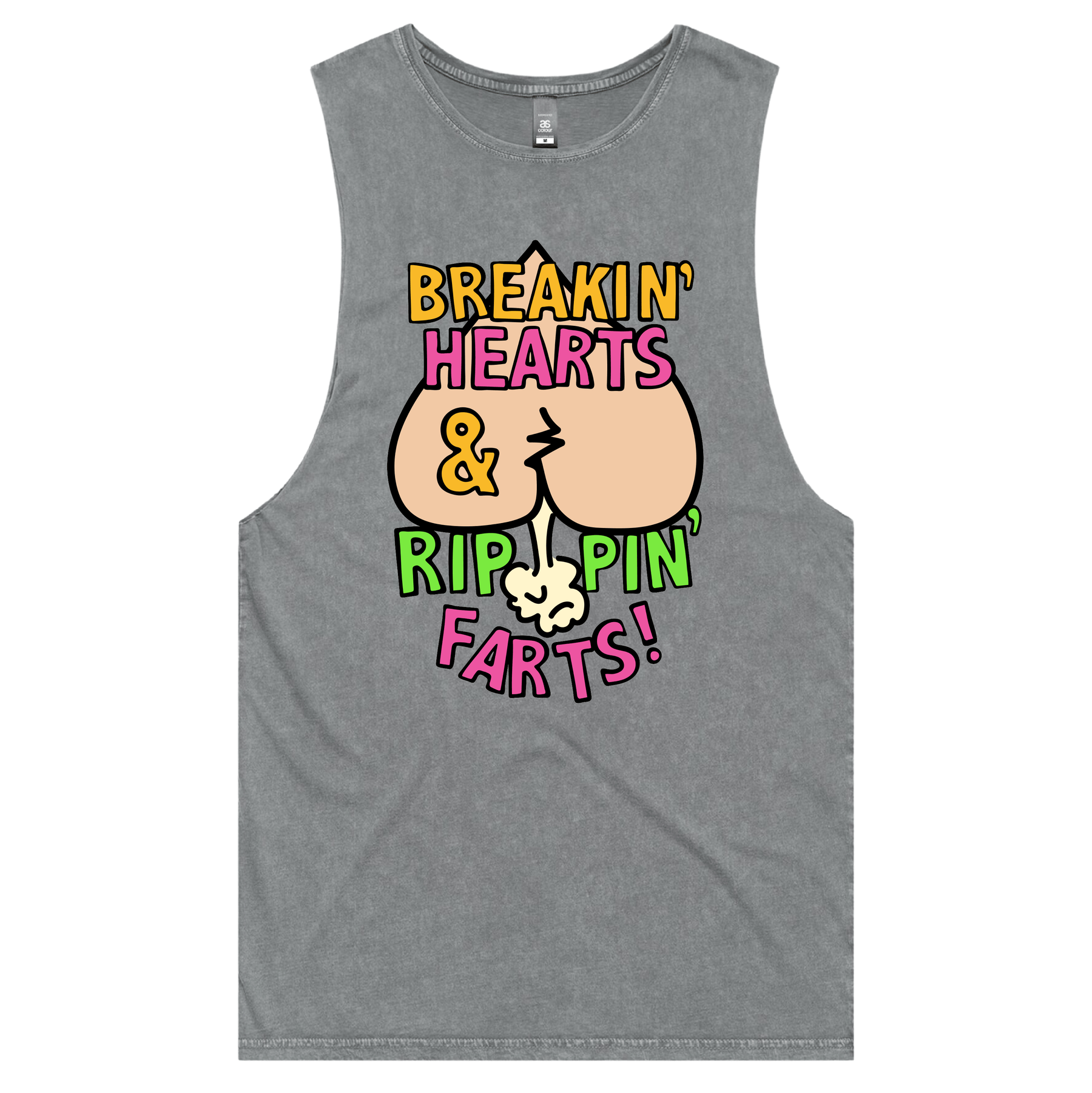 S / Ash / Large Front Design Rippin Farts ๐๐จ - Tank