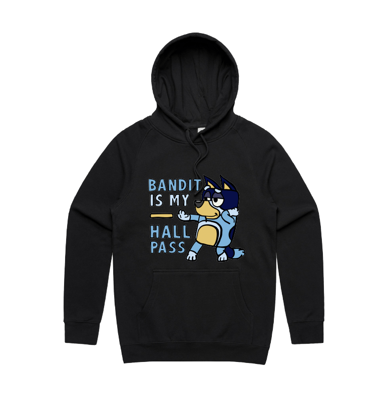 S / Black / Large Front Design Bandit Hall Pass 🦴 - Unisex Hoodie