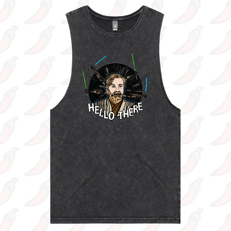 S / Black / Large Front Design Hello There! ๐ - Tank