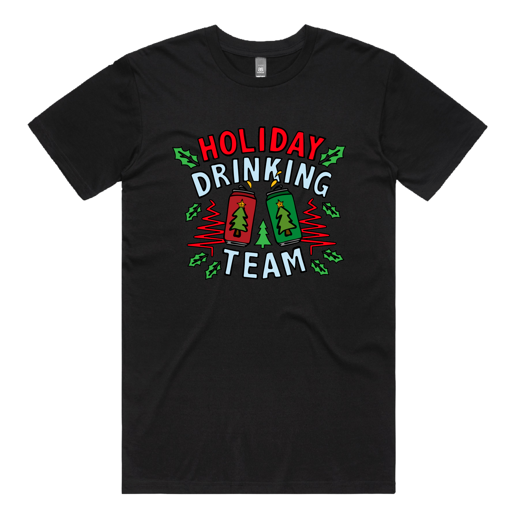 S / Black / Large Front Design Holiday Drinking Team ๐ป๐ โ Men's T Shirt