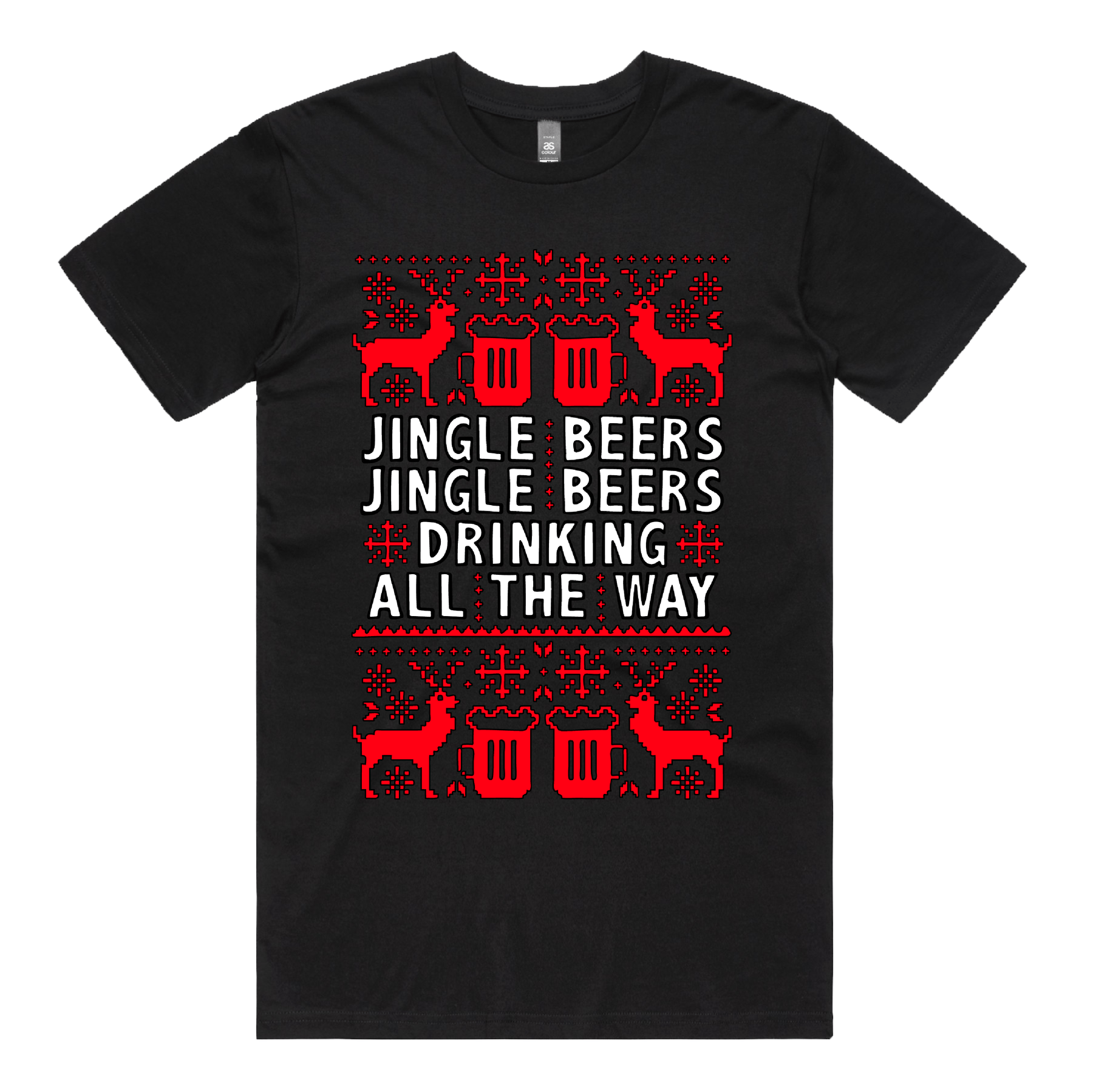 S / Black / Large Front Design Jingle Beers ๐๐ป โ Men's T Shirt