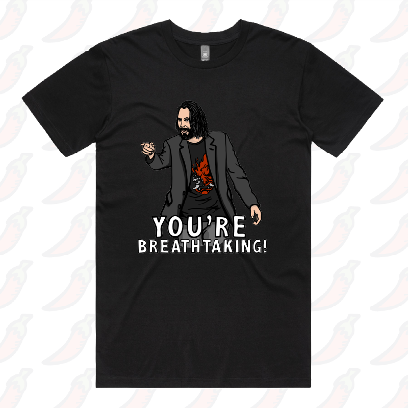 S / Black / Large Front Design Keanu Breathtaking ๐ - Men's T Shirt