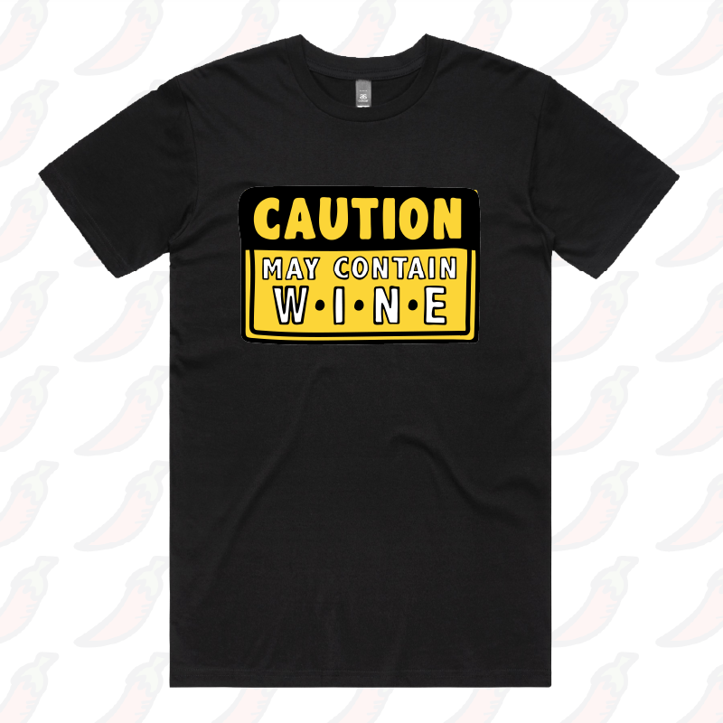 S / Black / Large Front Design May Contain Wine ๐ท โ Men's T Shirt