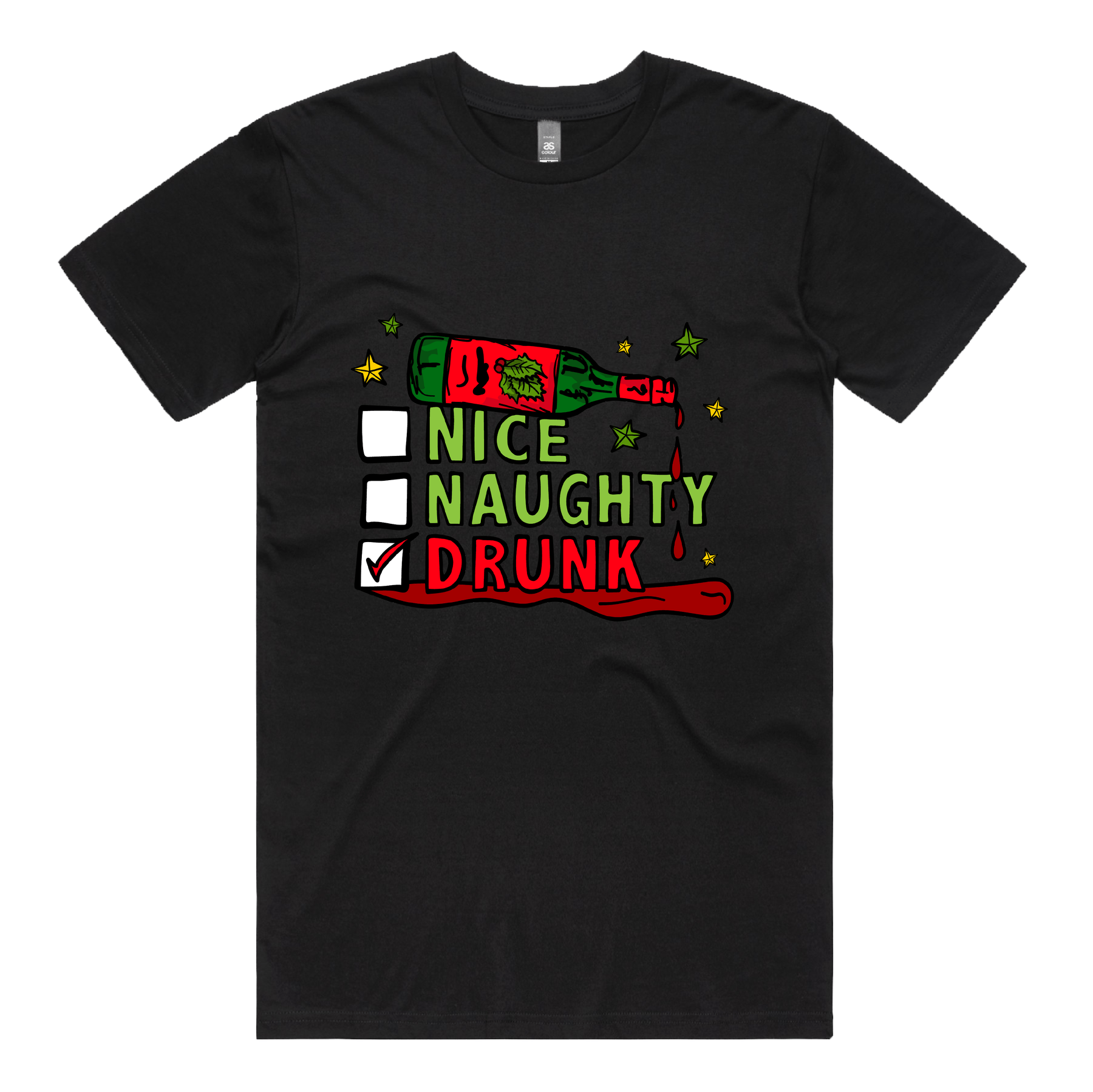 S / Black / Large Front Design Naughty Nice List โ
โ - Men's T Shirt