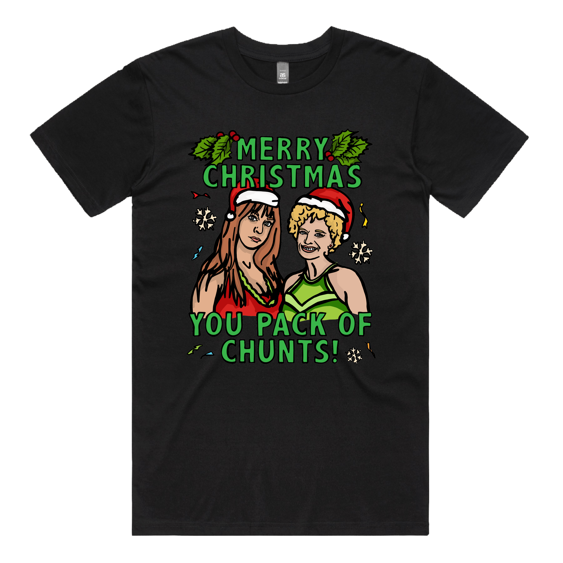 S / Black / Large Front Design Pack Of Chunts Christmas ๐โโ๏ธ๐ - Men's T Shirt